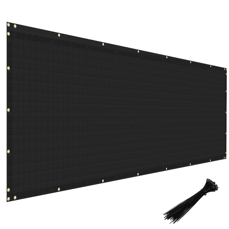 Windscreen4less 4' x 25' Privacy Fence Screen Heavy Duty Windscreen Fencing Cover Windblock Mesh Fabric Shade Cloth with Brass Grommtes for Garden Yard Pool Deck Carport Construction, Black - Image 1
